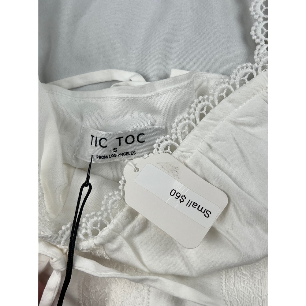 TICTOC The Tilla Corset Top in White Lace Trim Bow Detail Square Neck - Picture 3 of 4